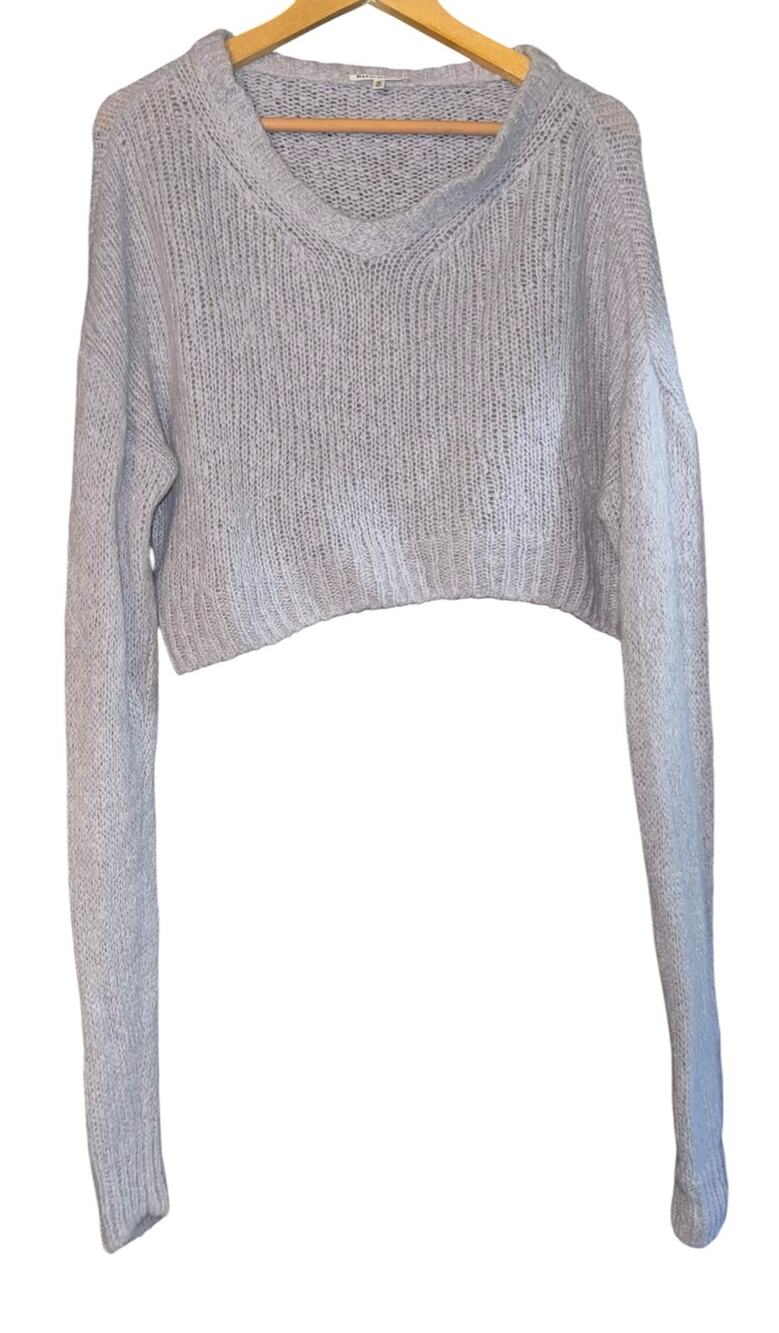 Reformation Wenda Merino Wool Alpaca Blend Crop Sweater Women's M Gray Soft Cozy